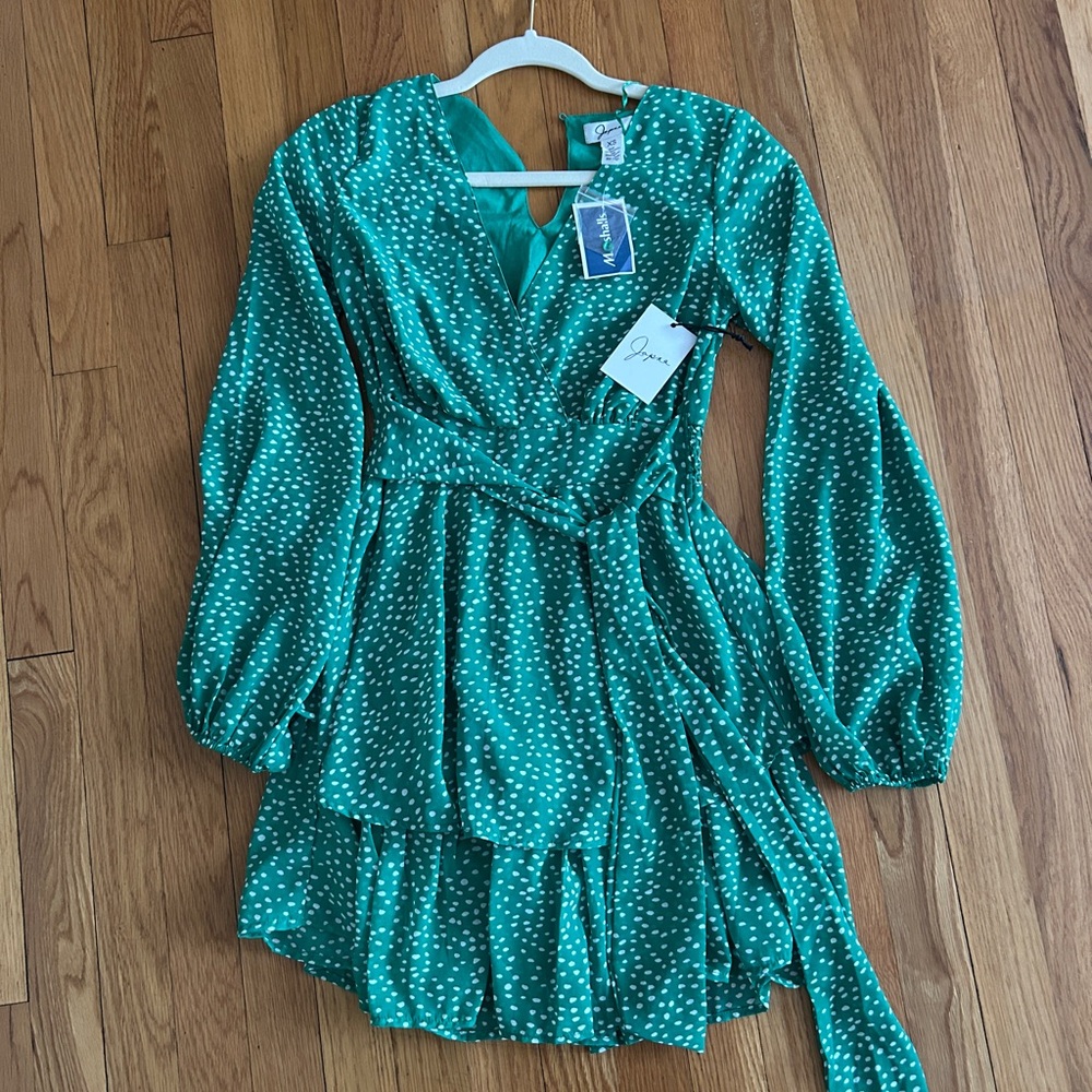 Green Polka Dot Dress xs